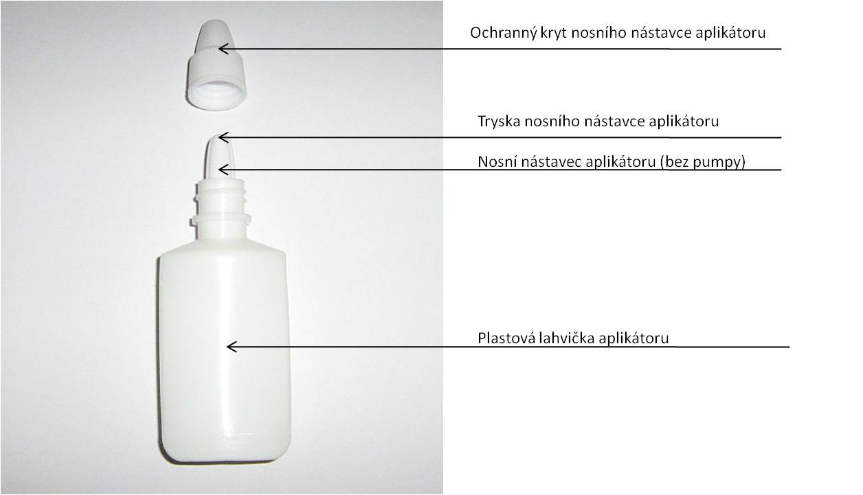 Obr. 3. -  Nosní aplikátor pro nosní sprej – plastová stlačitelná lahvička bez pumpy